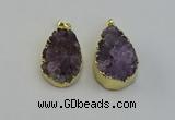 NGP6406 22*30mm - 25*35mm teardrop druzy amethyst pendants