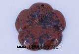 NGP643 5pcs 6*40mm flower mahogany obsidian gemstone pendants