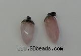 NGP6431 12*24mm - 15*30mm faceted bullet rose quartz pendants