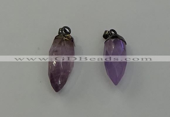 NGP6432 12*24mm - 15*30mm faceted bullet amethyst pendants