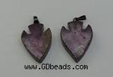 NGP6454 22*28mm - 25*35mm arrowhead amethyst gemstone pendants