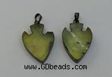 NGP6456 22*28mm - 25*35mm arrowhead green rutilated quartz pendants