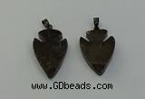 NGP6458 22*28mm - 25*35mm arrowhead smoky quartz pendants