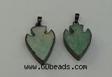 NGP6460 22*28mm - 25*35mm arrowhead amazonite gemstone pendants