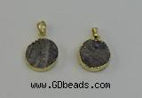 NGP6495 18mm - 20mm coin plated druzy agate pendants wholesale