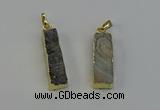 NGP6497 9*35mm - 10*30mm rectangle plated druzy agate pendants