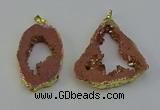 NGP6502 30*40mm - 35*45mm freeform plated druzy agate pendants