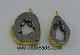 NGP6506 30*40mm - 35*45mm freeform plated druzy agate pendants