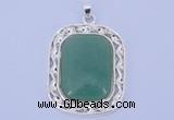 NGP652 5pcs 38*40mm rectangle brass with green aventurine pendants