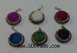 NGP6546 20mm - 22mm coin druzy agate gemstone pendants wholesale