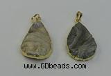 NGP6550 25*35mm - 25*40mm teardrop plated druzy agate pendants