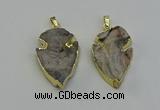 NGP6552 25*35mm - 26*40mm arrowhead druzy agate pendants