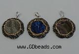 NGP6598 28mm - 30mm flower plated druzy agate gemstone pendants