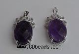 NGP6631 18*25mm faceted oval amethyst gemstone pendants