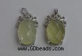 NGP6633 18*25mm faceted oval lemon quartz gemstone pendants