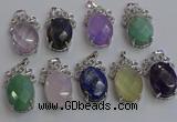 NGP6645 18*25mm faceted oval mixed gemstone pendants wholesale