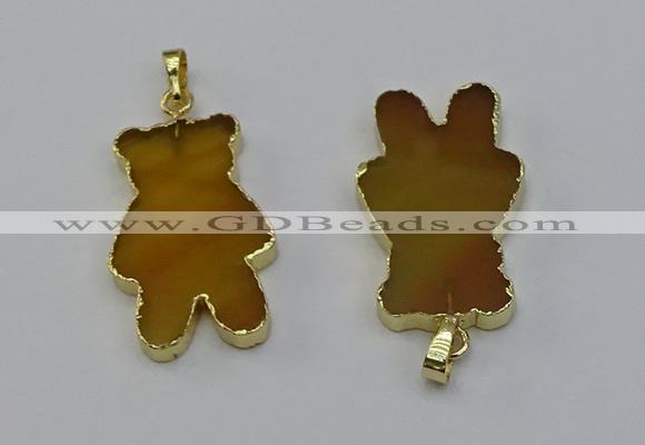 NGP6660 22*38mm Animal or V-shaped agate gemstone pendants