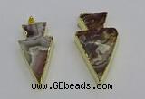 NGP6695 20*40mm - 25*45mm arrowhead agate gemstone pendants