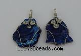 NGP6719 30*40mm - 40*55mm freeform plated druzy agate pendants