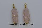 NGP6731 13*40mm sticks rose quartz gemstone pendants wholesale