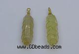 NGP6739 13*40mm sticks lemon quartz gemstone pendants wholesale