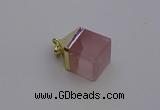 NGP6761 15*22mm cube rose quartz gemstone pendants wholesale