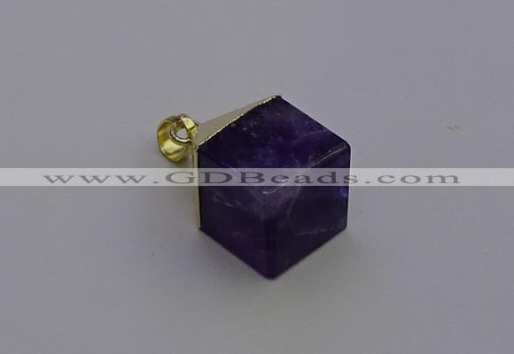 NGP6766 15*22mm cube amethyst gemstone pendants wholesale