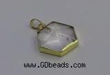 NGP6800 24*25mm hexagon white crystal gemstone pendants wholesale