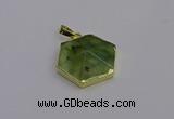 NGP6810 24*25mm hexagon green qutilated quartz pendants wholesale