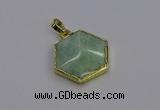 NGP6812 24*25mm hexagon amazonite gemstone pendants wholesale