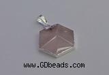 NGP6821 24*25mm hexagon rose quartz gemstone pendants wholesale