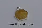 NGP6823 24*25mm hexagon citrine gemstone pendants wholesale