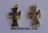 NGP6852 15*30mm - 18*35mm cross druzy agate pendants