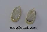 NGP6906 10*22mm - 12*25mm freeform plated druzy quartz pendants