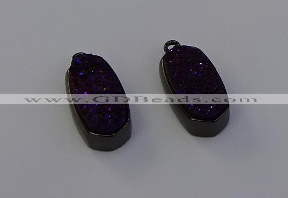 NGP6923 10*22mm - 12*25mm freeform plated druzy quartz pendants