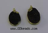 NGP6937 16*22mm - 18*25mm oval plated druzy quartz pendants