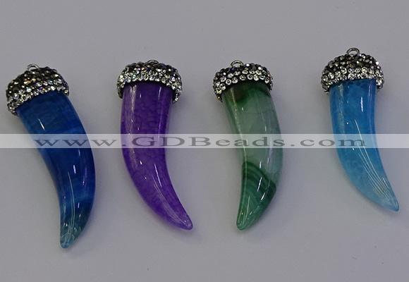 NGP6969 12*40mm - 15*45mm horn agate gemstone pendants