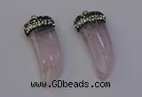 NGP6973 12*40mm - 15*45mm horn rose quartz pendants wholesale