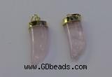 NGP6993 12*40mm - 15*45mm horn rose quartz pendants wholesale