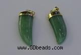 NGP6999 12*40mm - 15*45mm horn green aventurine pendants wholesale