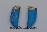 NGP7026 12*35mm - 14*40mm horn white howlite turquoise pendants