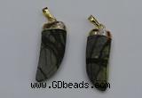 NGP7040 12*35mm - 14*40mm horn black water jasper pendants