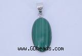 NGP708 12*24mm oval natural malachite with sterling silver pendant