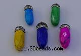 NGP7086 12*30mm - 15*35mm faceted bullet white howlite turquoise pendants