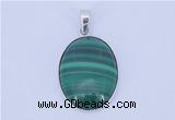 NGP709 16*24mm oval natural malachite with sterling silver pendant