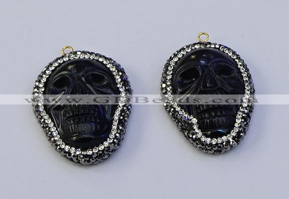 NGP7091 30*40mm skull white jade pendants wholesale