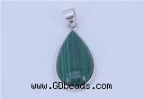 NGP710 14*37mm teardrop natural malachite with sterling silver pendant