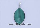 NGP711 15*28mm marquise natural malachite with sterling silver pendant