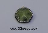 NGP7117 30*30mm hexagon green qutilated quartz pendants wholesale