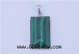 NGP712 13*25mm rectangle natural malachite with sterling silver pendant